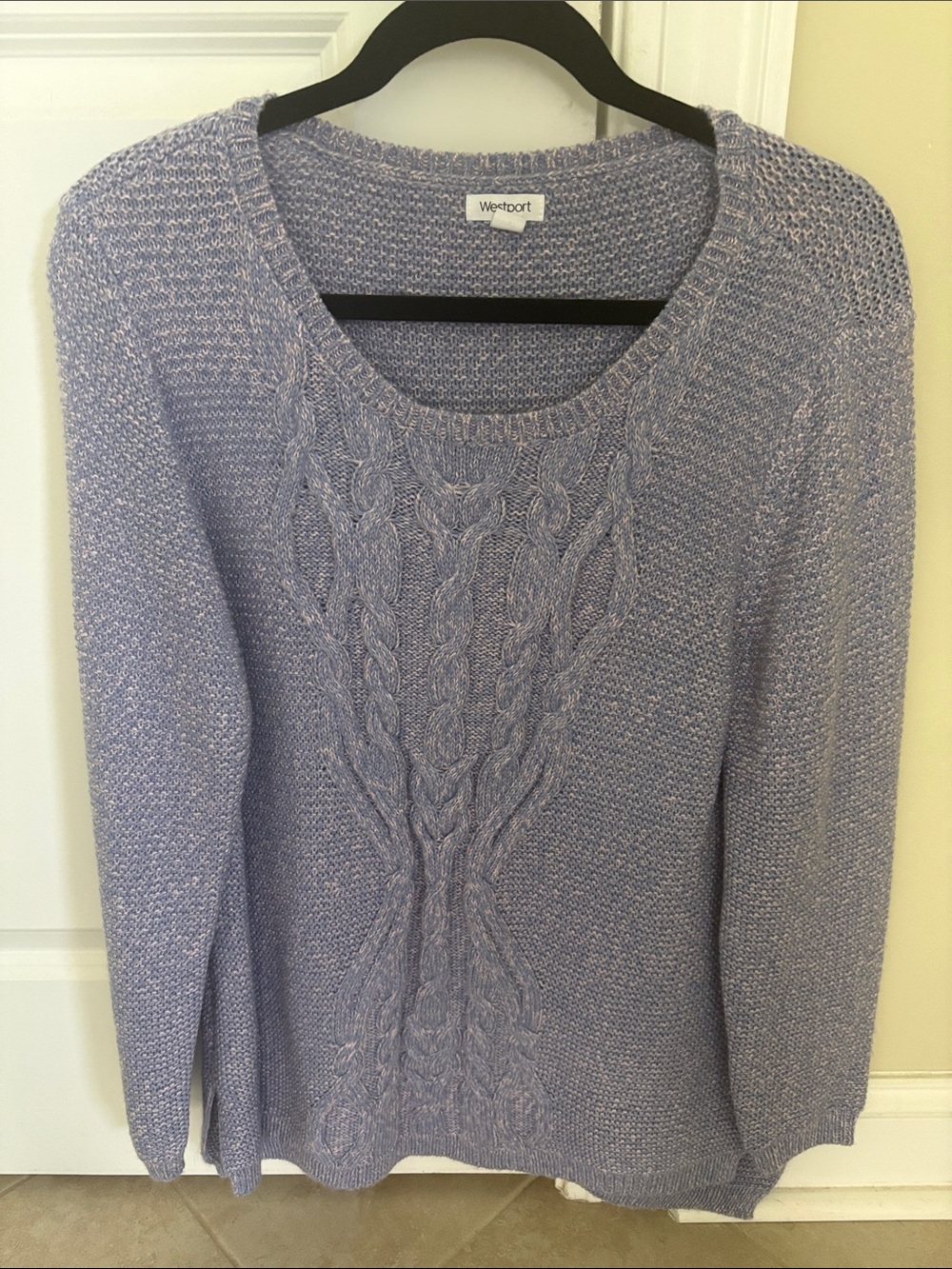 Westport Dusty Lavender Cable Scoop Neck Sweater